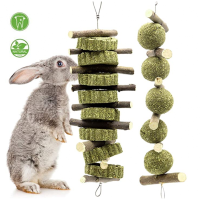 Bunny Chew Toys for Teeth, Molar Rabbit Toys Natural Organic Apple Sticks for Rabbits, Chinchillas, Guinea Pigs, Hamsters Chewin